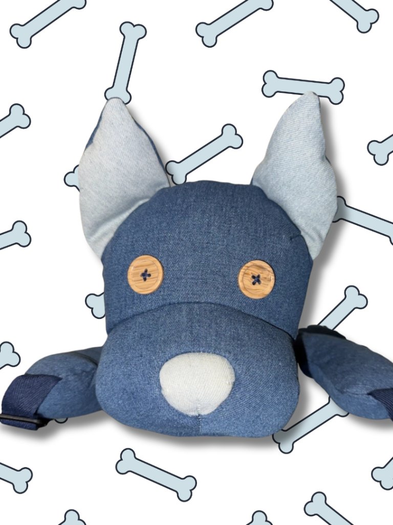 Pippes Denim Dog Plush Backpack 18" Kids Bag Hidden Belly Zipper Nwot (#2)